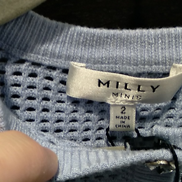 NWT Milly Minis size 2 blue textured mesh cardigan with beautiful buttons - Picture 3 of 6